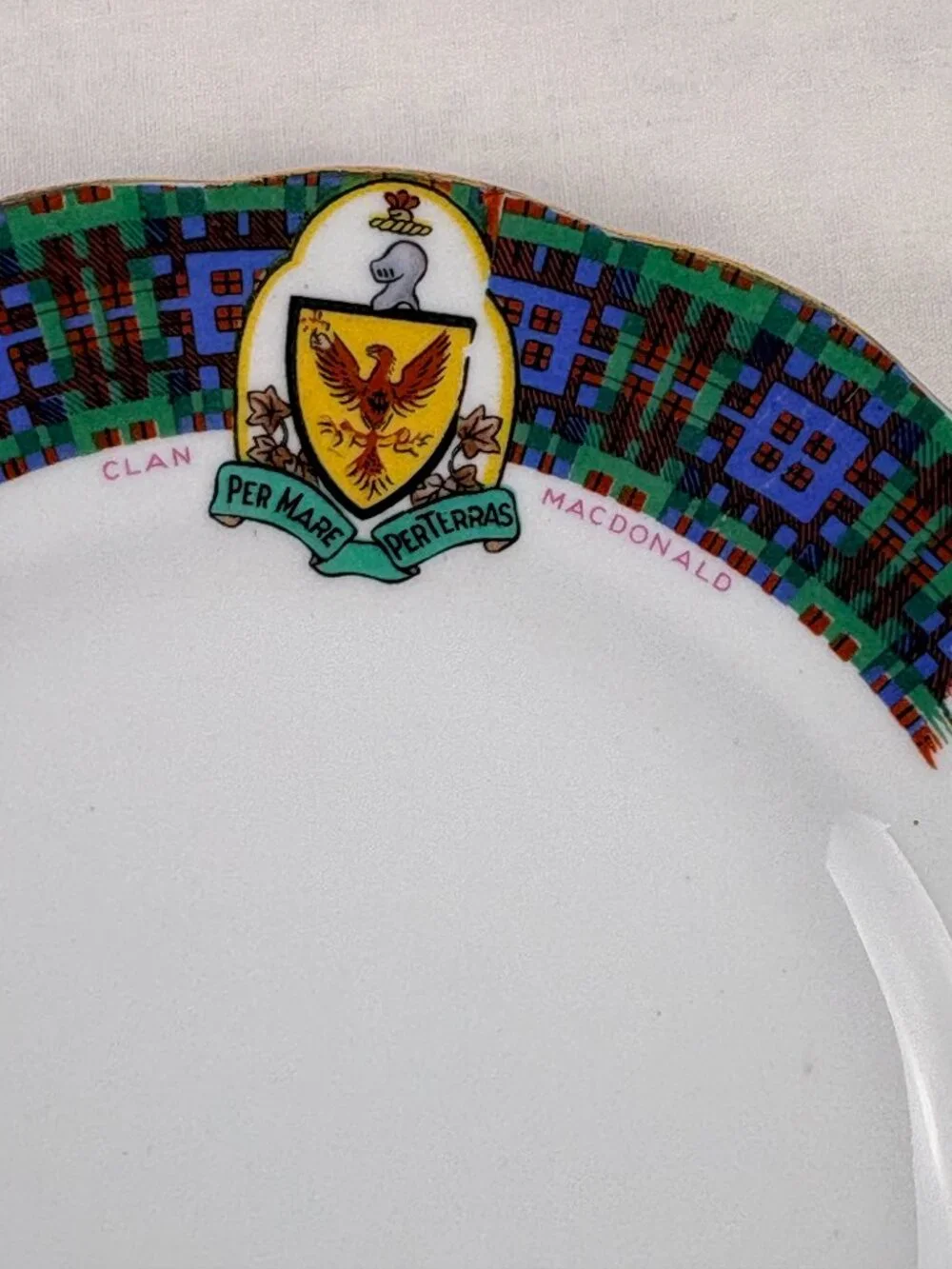 VTG Royal Standard Bonnie Scotland Clan MacDonald Teacup Saucer Plate Trio Set